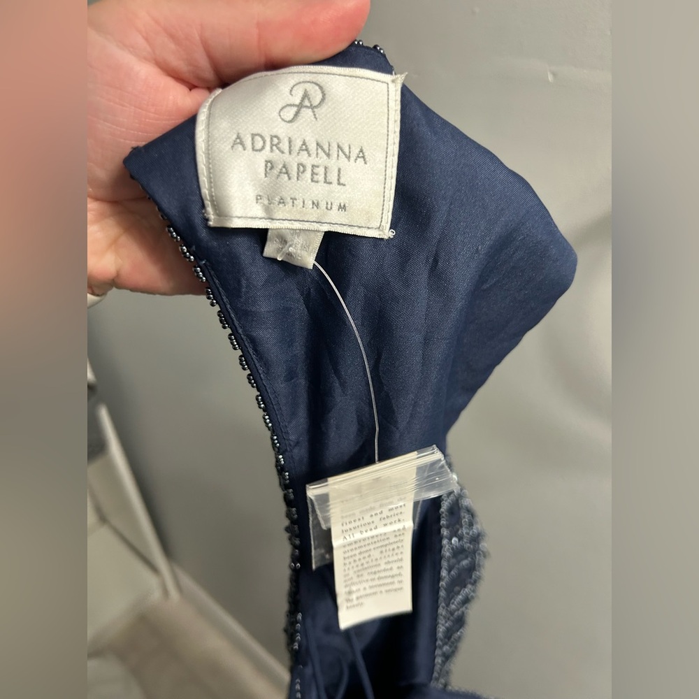 NWT ADRIANNA PAPELL PLATINUM navy event dress prom dress bridesmaid formal - Picture 17 of 17